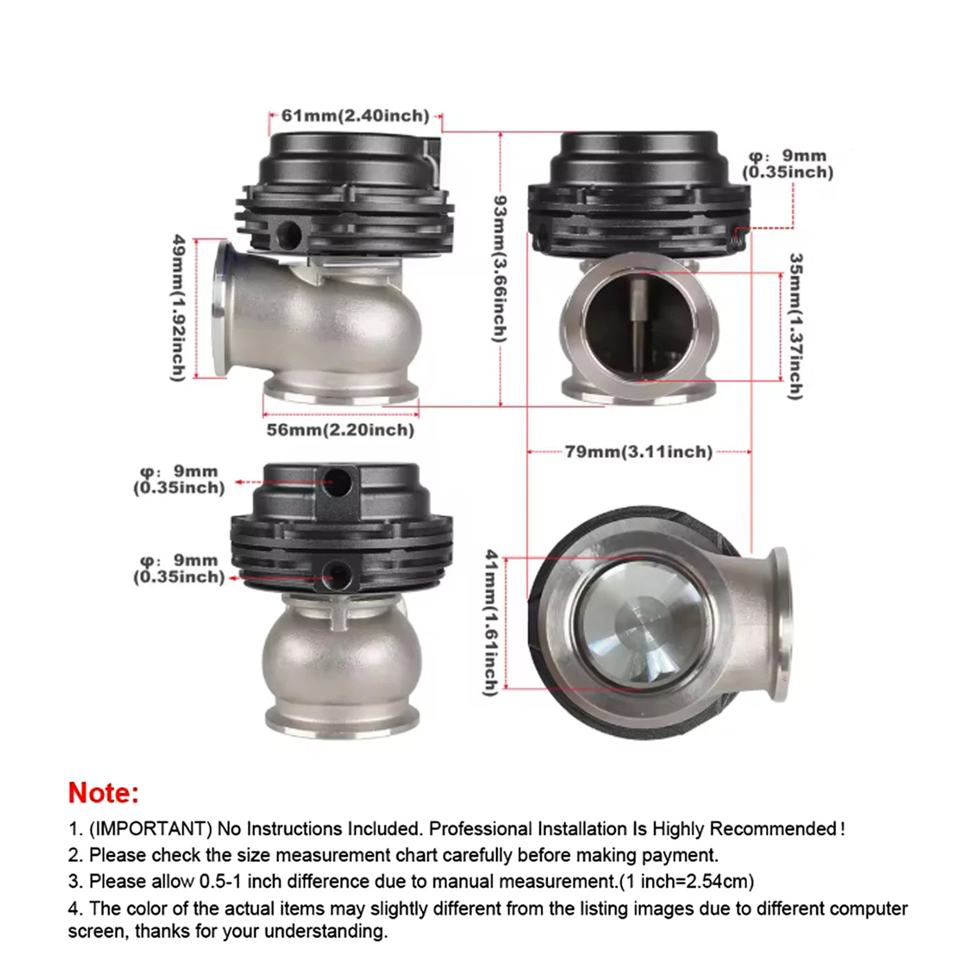 38mm External Wastegate V-Band Flanged Turbo Waste Gate For Supercharge Turbo Manifold Universal Dump Pipe Valve With Logo