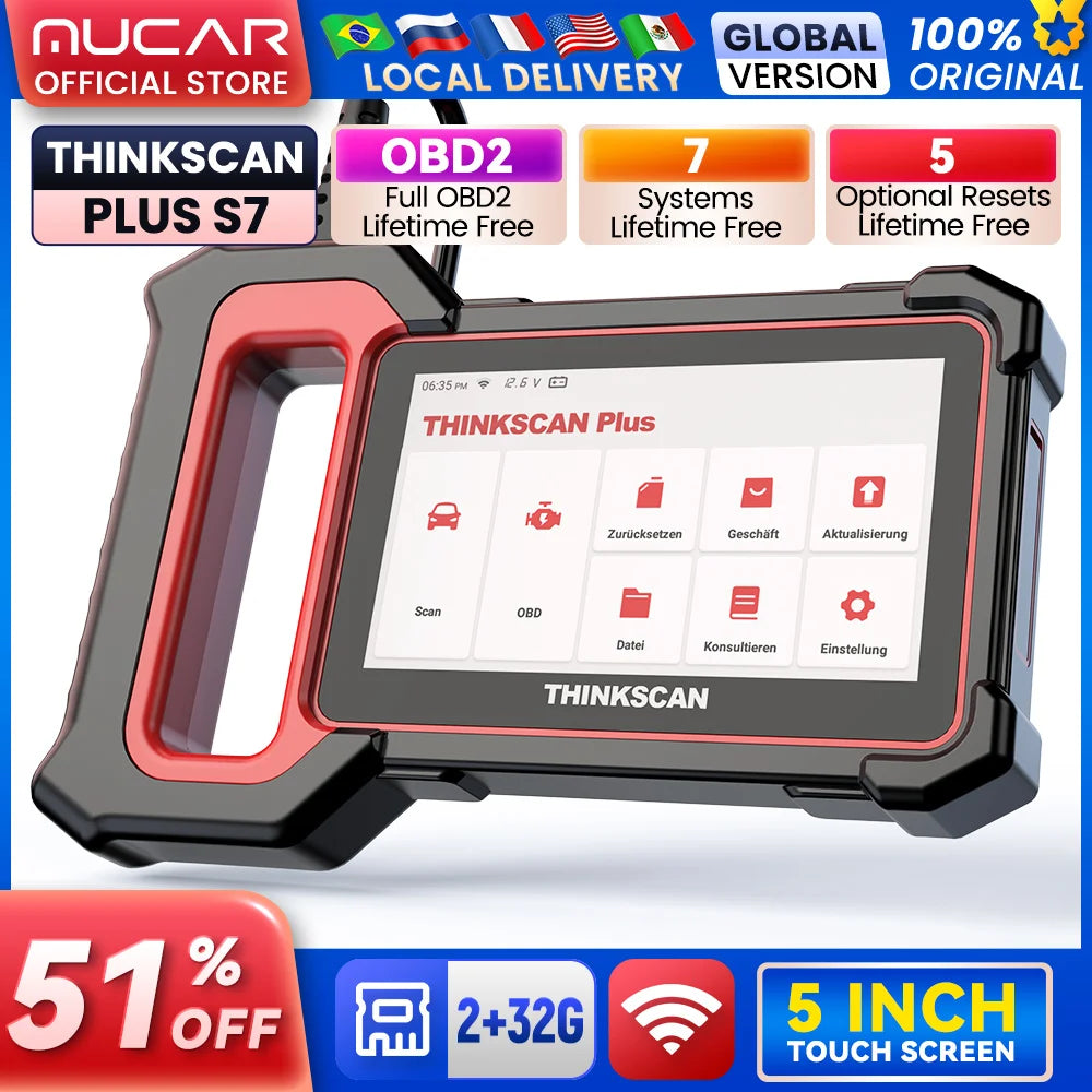 Scaner THINKSCAN PLUS S4/S6/S7 OBD2 Car Diagnostic Tools Multi System Scan ABS SRS ECM TCM BCM IC AC Reset Code Reader Auto Scanner