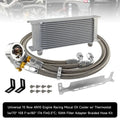 15 Row Universal 10AN Engine Oil Cooler Kit with Thermostatic Oil Filter Sandwich Plate Adapter M20x1.5 3/4-16UNF