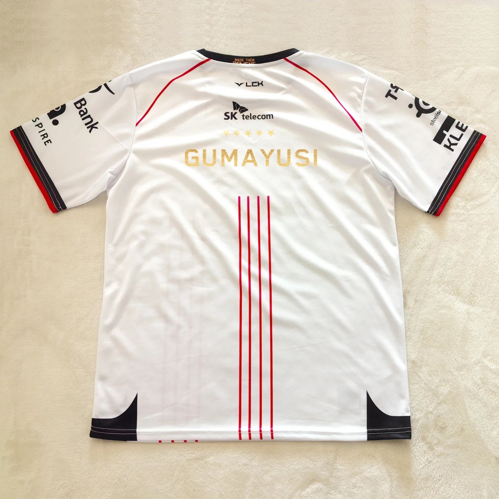 2026 T1 Championship Five-Star Commemorative Team Jersey E-sports World Finals Gold Print Top