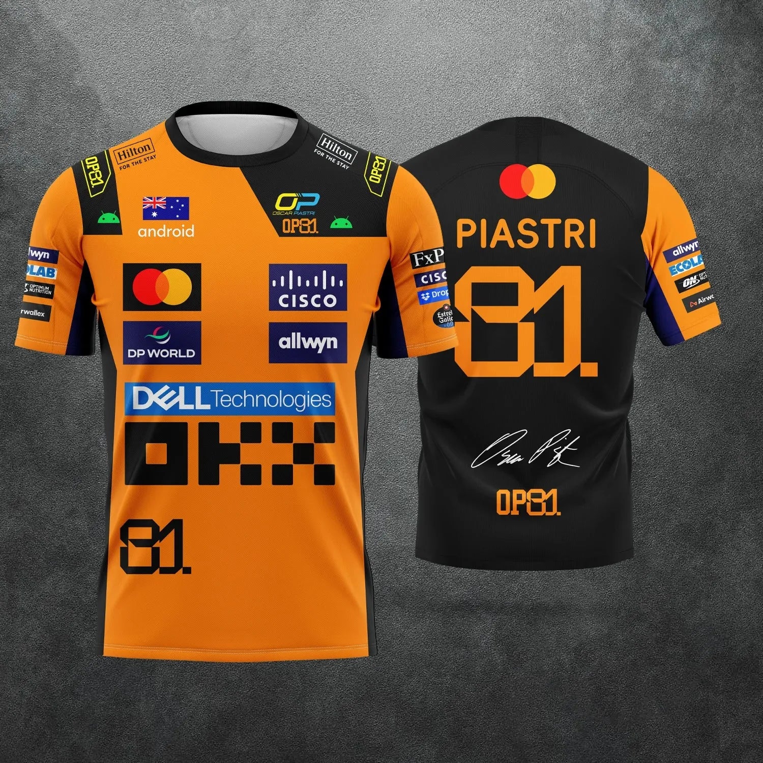 Men's and Women's Racing T-Shirts - Driver #1 Lando Norris & Driver #81 Piastri Fan Tops Sporty Casual Short-Sleeve