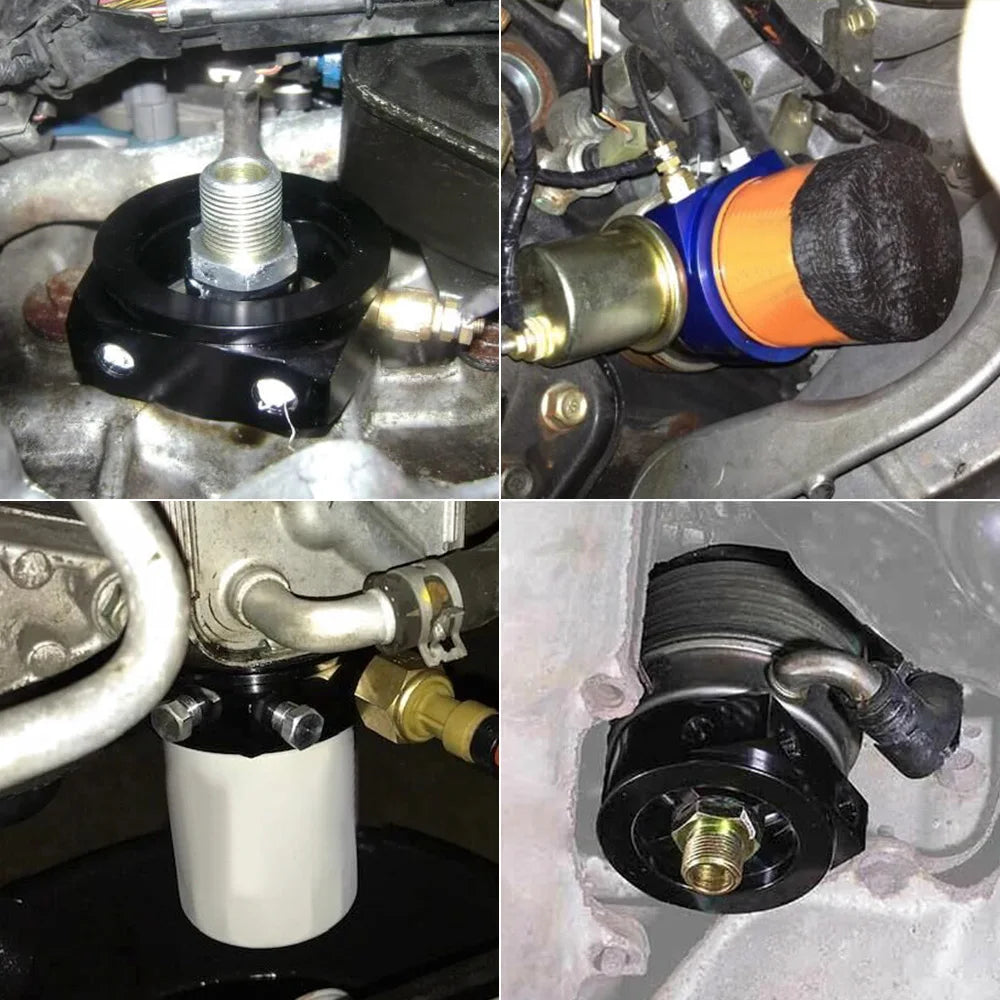 PQY - Car Aluminum Universal Oil Filter Sandwich Adapter For Oil Cooler Plate Kit AN10 PQY6721