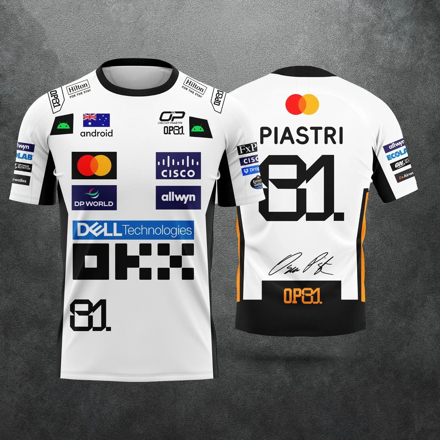Men's and Women's Racing T-Shirts - Driver #1 Lando Norris & Driver #81 Piastri Fan Tops Sporty Casual Short-Sleeve