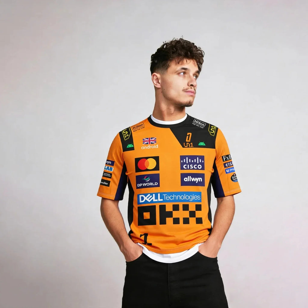 Men's and Women's Racing T-Shirts - Driver #1 Lando Norris & Driver #81 Piastri Fan Tops Sporty Casual Short-Sleeve