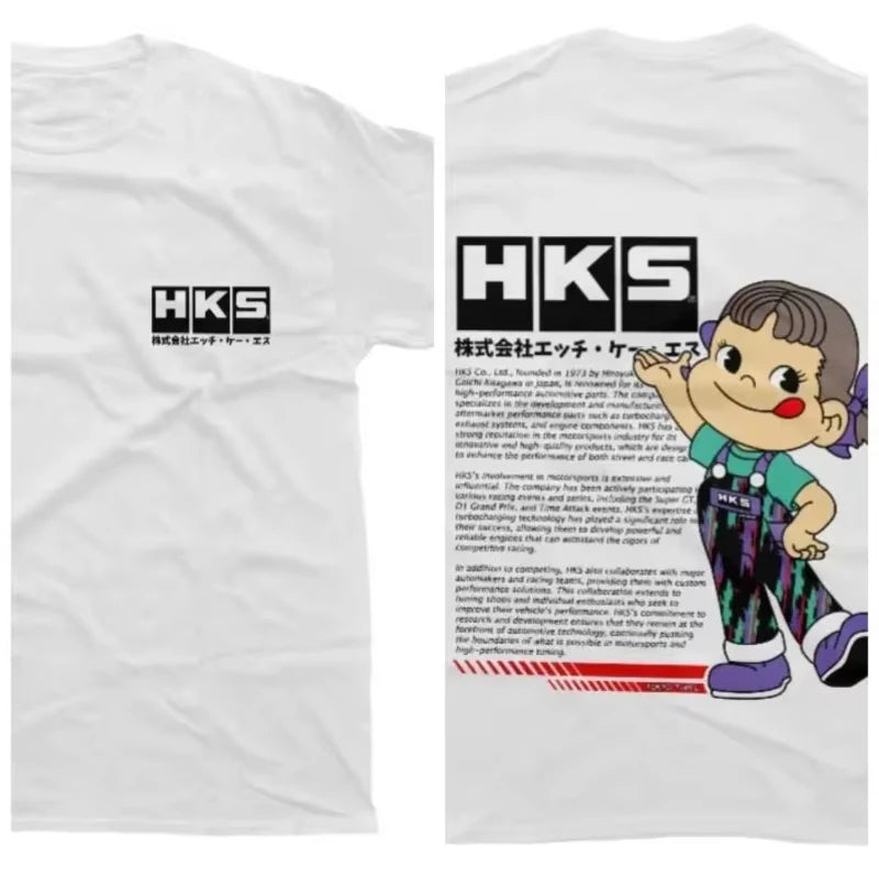 HKS T-Shirt  Drifting Drag JDM Men's and Women's Same Round Neck Cotton