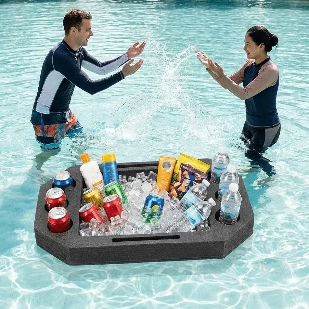 Multi-Function Floating Drink Rack Waterproof Stable Swimming Pool Floating Tray Multi-Hole Drink Floating Tray Beach