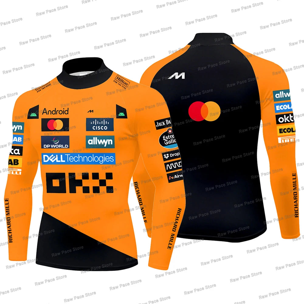 Men's Oscar Piastri 81 Mock Neck Compression Shirt Norris 4 Racing Fans Top Outdoor Sports Gym Quick Drying Long Sleeve T-shirt