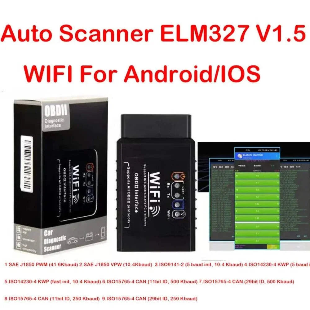 Scaner WIFI ELM327 V1.5 OBD2 Scanner Car Diagnostic Code Reader Tool for iOS Android iPhone OBDII Auto Scan Tool