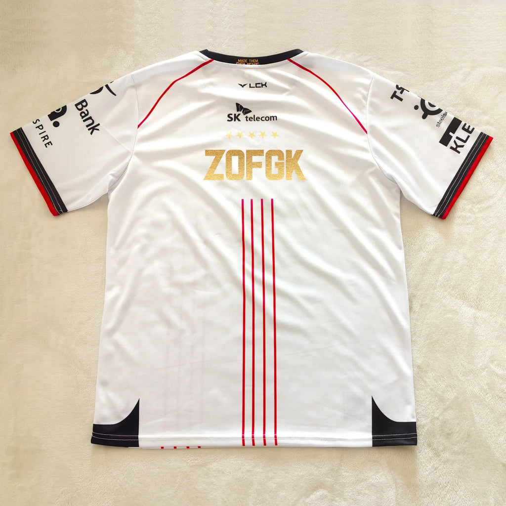 2026 T1 Championship Five-Star Commemorative Team Jersey E-sports World Finals Gold Print Top