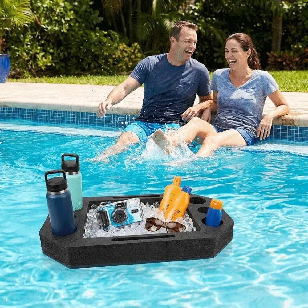 Multi-Function Floating Drink Rack Waterproof Stable Swimming Pool Floating Tray Multi-Hole Drink Floating Tray Beach