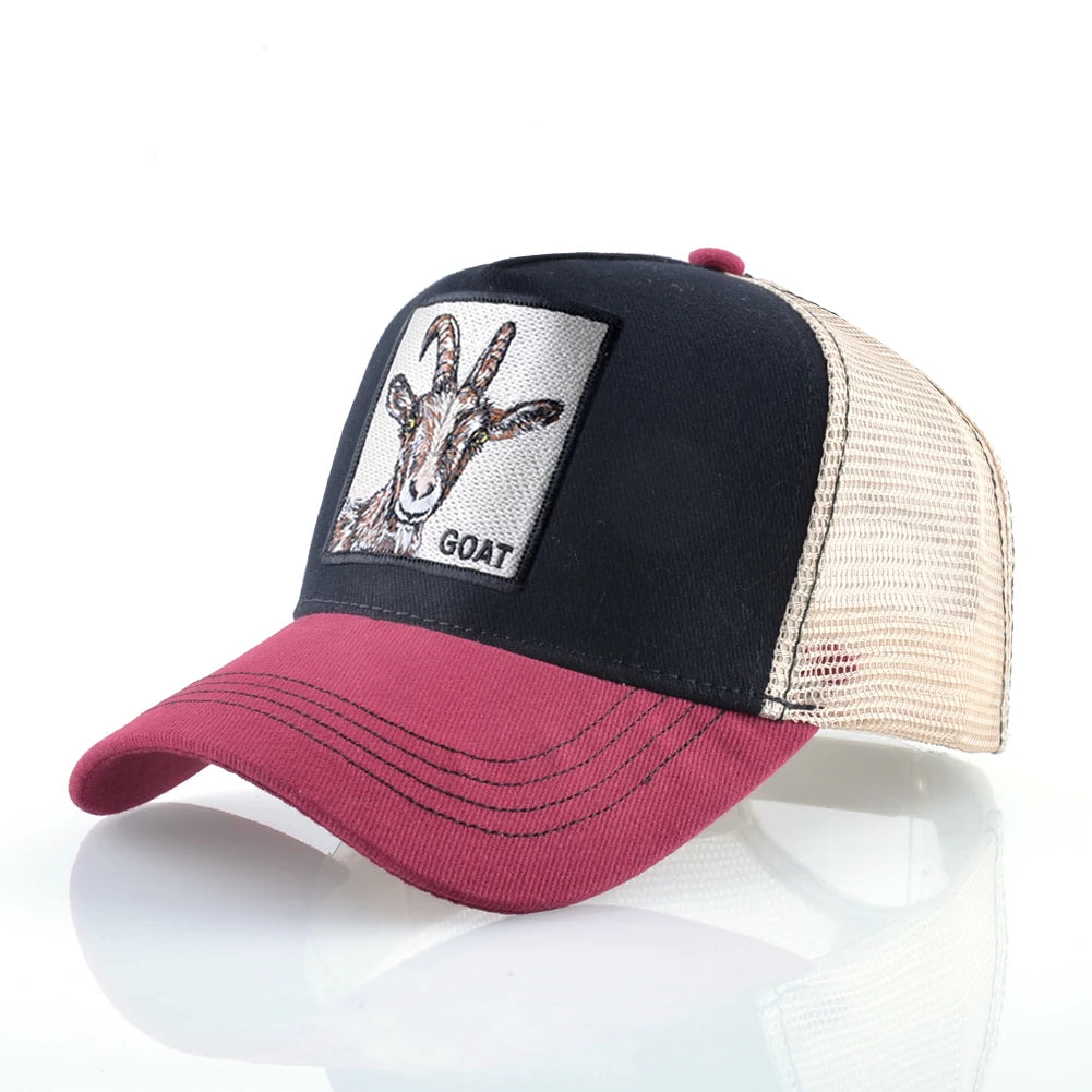 Gorra Trucker Caps With Embroidery Goat Patch Four Seasons Snapback Cap For Men Women