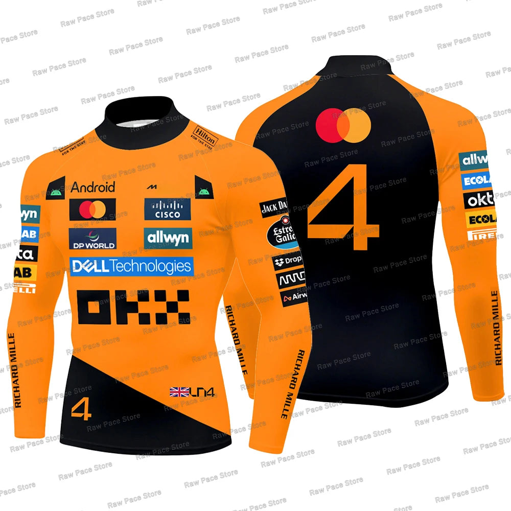 Men's Oscar Piastri 81 Mock Neck Compression Shirt Norris 4 Racing Fans Top Outdoor Sports Gym Quick Drying Long Sleeve T-shirt