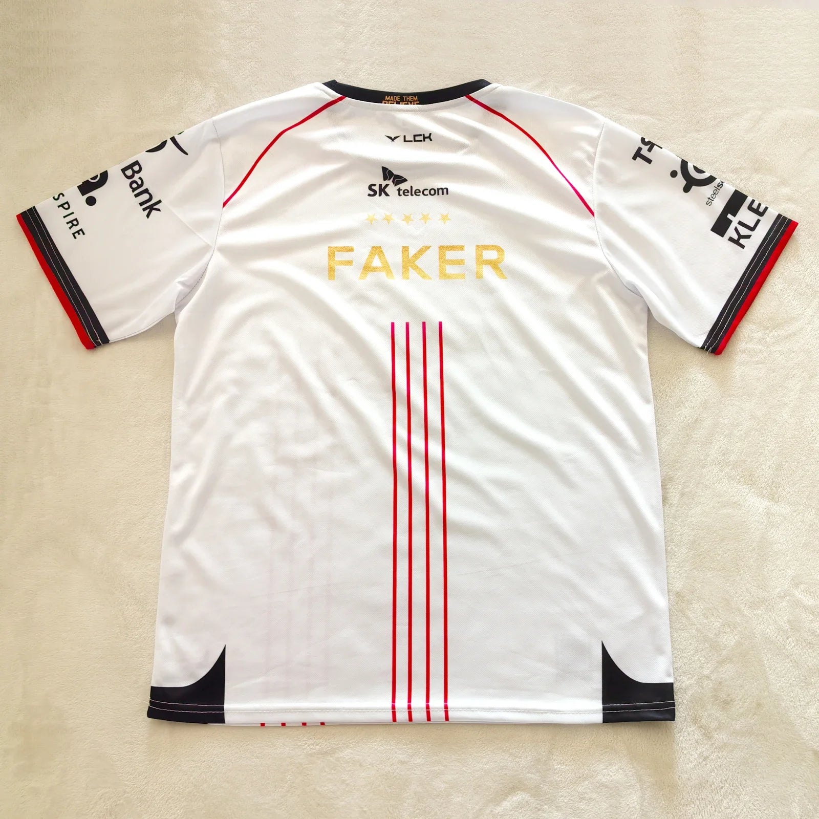 2026 T1 Championship Five-Star Commemorative Team Jersey E-sports World Finals Gold Print Top
