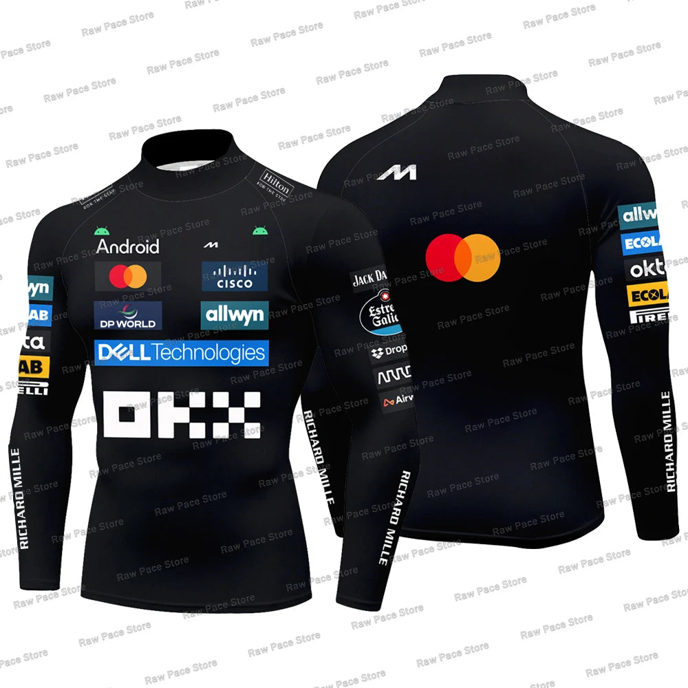 Men's Oscar Piastri 81 Mock Neck Compression Shirt Norris 4 Racing Fans Top Outdoor Sports Gym Quick Drying Long Sleeve T-shirt
