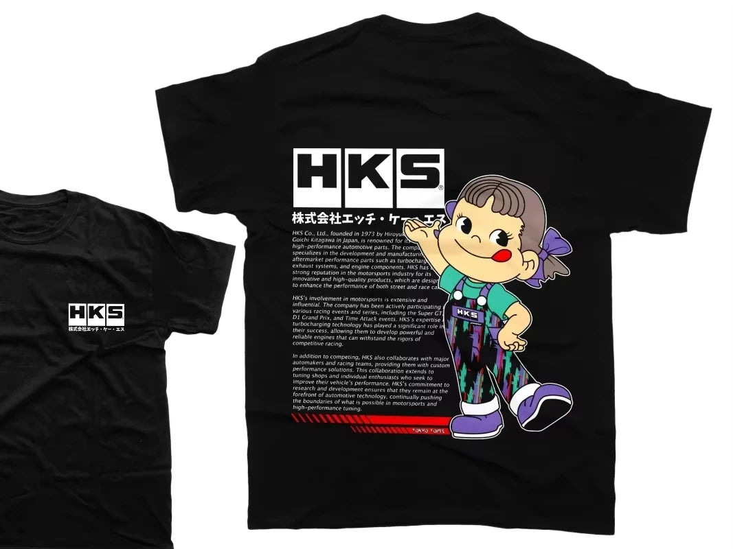 HKS T-Shirt  Drifting Drag JDM Men's and Women's Same Round Neck Cotton