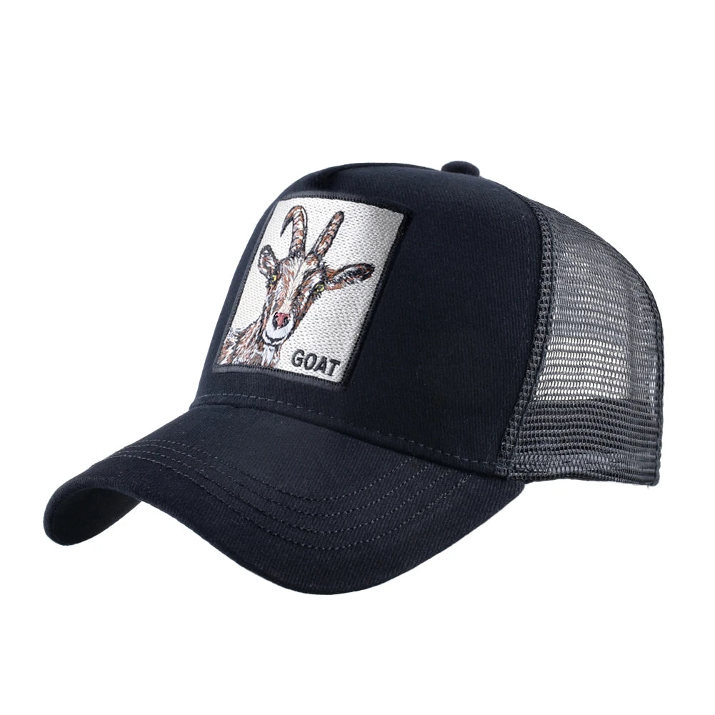 Gorra Trucker Caps With Embroidery Goat Patch Four Seasons Snapback Cap For Men Women