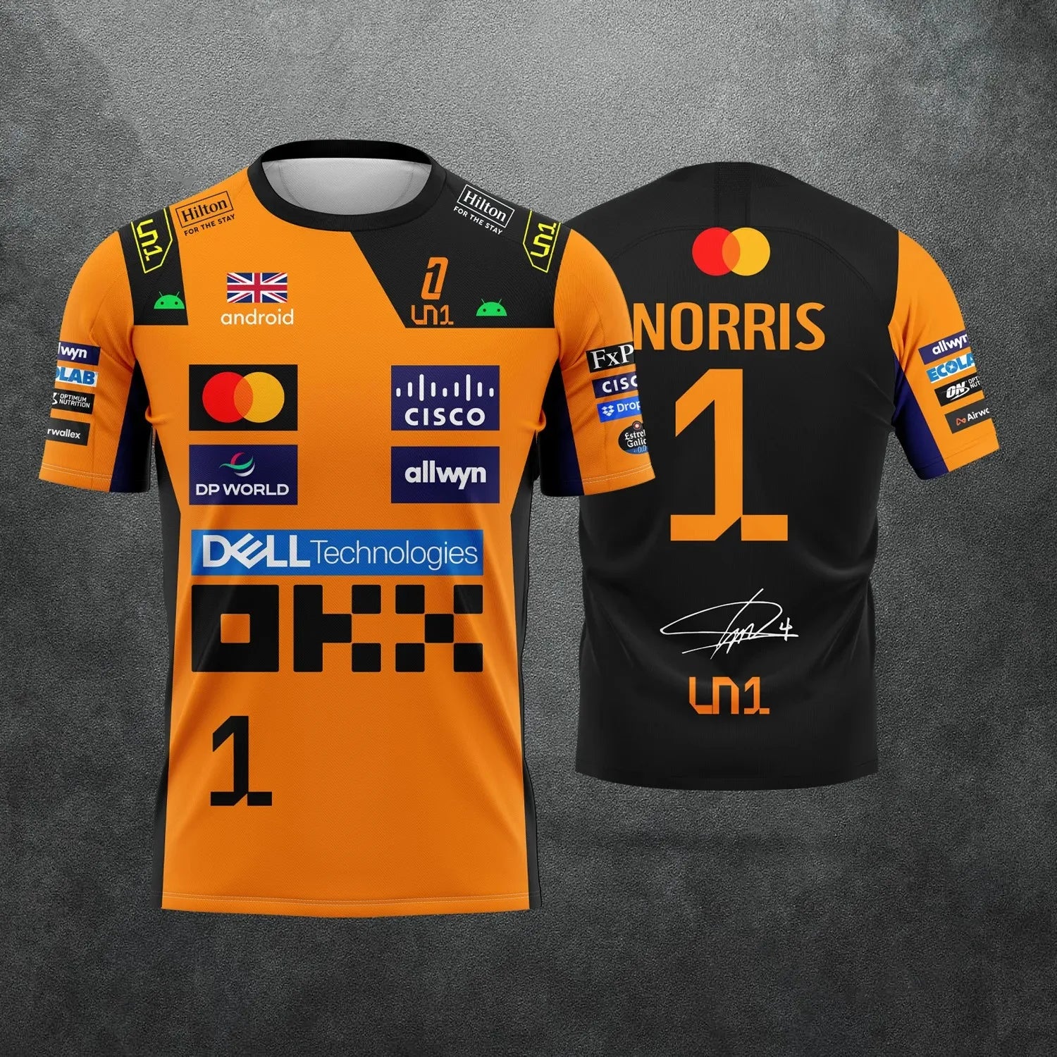 Men's and Women's Racing T-Shirts - Driver #1 Lando Norris & Driver #81 Piastri Fan Tops Sporty Casual Short-Sleeve